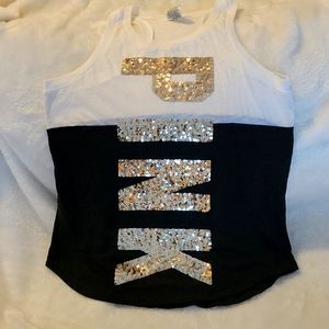 PINK Victoria secret sequin embellished two toned tank top. Size small
